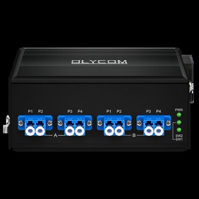 उच्च विश्वसनीयता के लिए AC/DC डुअल पावर इनपुट LC/SC कनेक्टर और SM/MM फाइबर प्रकार के साथ फाइबर ऑप्टिकल बायपास स्विच