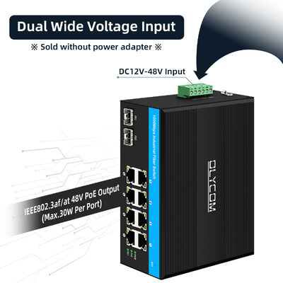 Gigabit 8 Port Solar Poe Switch DC12-48V Unmanaged Poe Switch 240W for Solar Power System or Vehicle