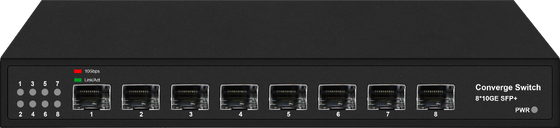 8-पोर्ट पूर्ण 10G SFP+ फाइबर ईथरनेट स्विच 1G 2.5G अनुपालन गैर प्रबंधित प्रशंसक रहित सीई एफसीसी