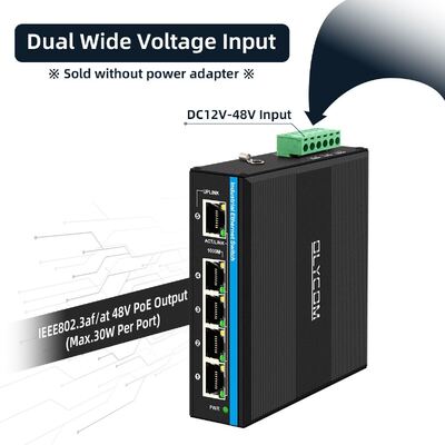 4 पोर्ट वोल्टेज बूस्टर PoE स्विच DC12-48V इनपुट सोलर पावर सिस्टम के लिए