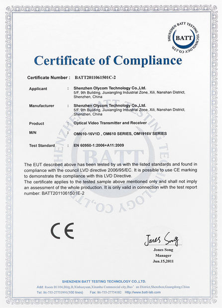 चीन Shenzhen Olycom Technology Co., Ltd. प्रमाणपत्र